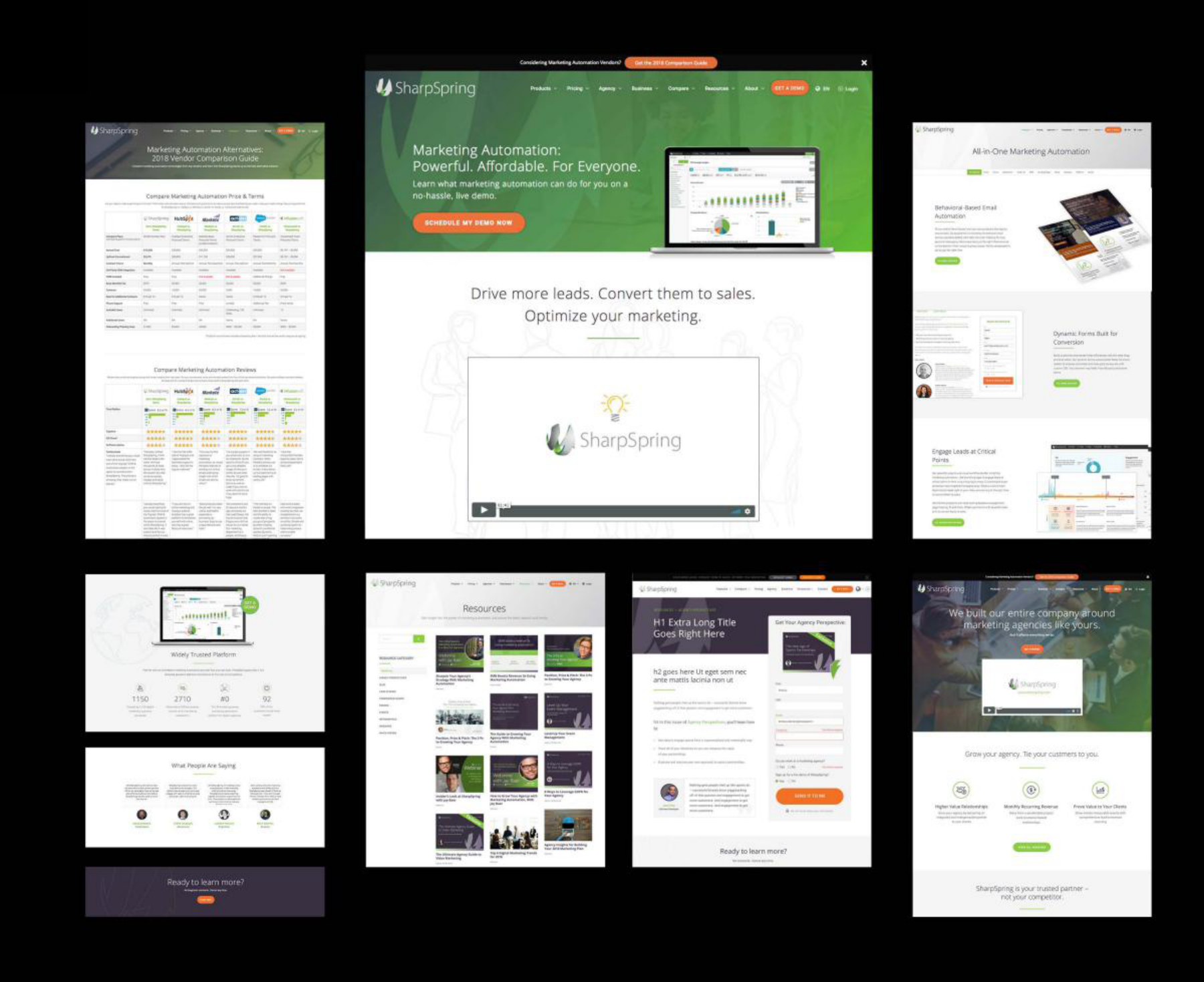SharpSpring.com — homepage, product pages, competitor comparison, and agency landing pages